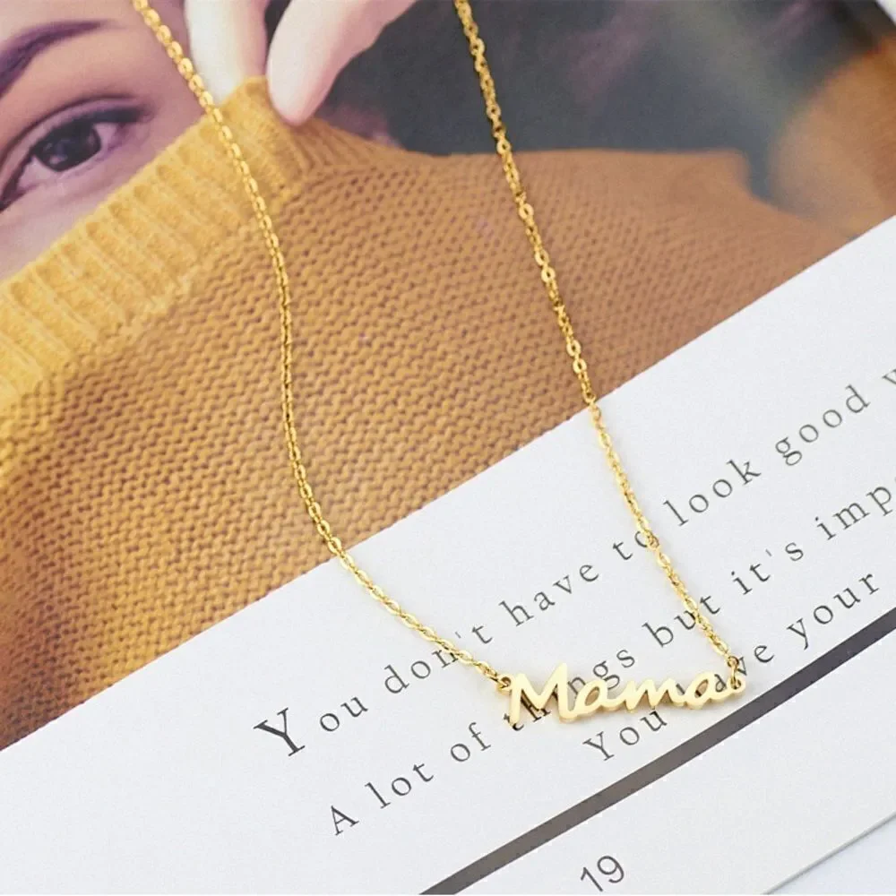 Gold Plated Mama Letter Necklace
